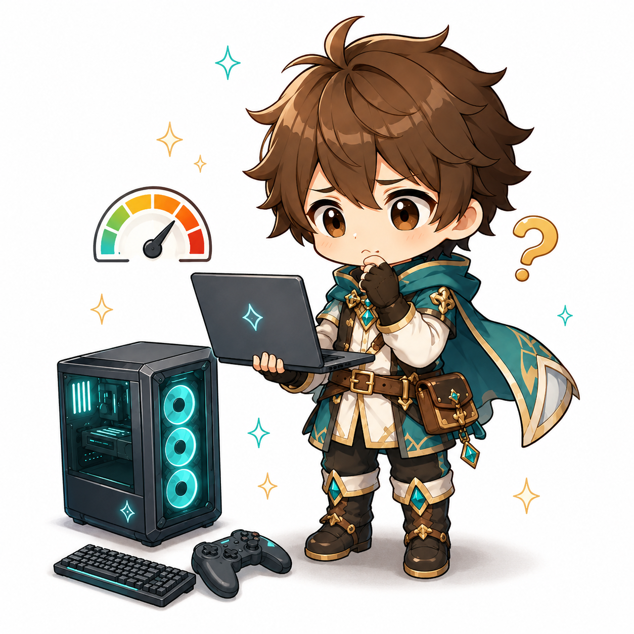 原神が今のPCで遊べるか悩む2頭身キャラクター