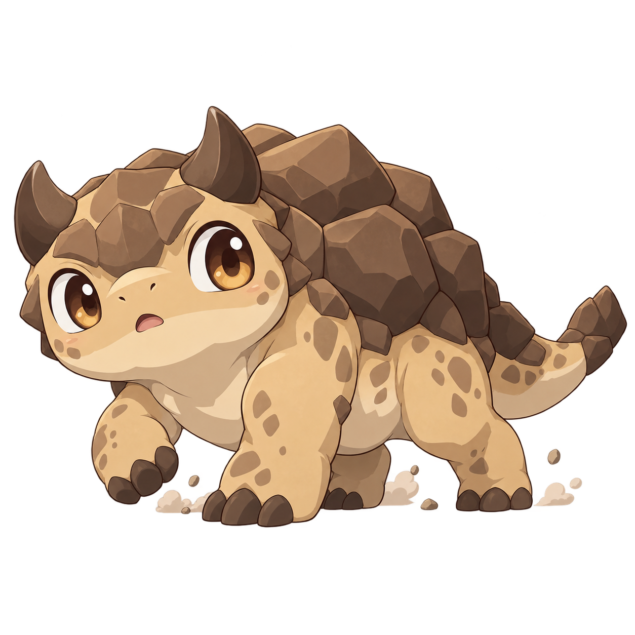 岩のような背中を持つ砂色のオリジナルちびモンスター